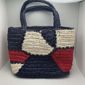 Vintage Boho WALBORG Made by Hand Japan, Patriotic Lined Zip Pocket, Brass Feet